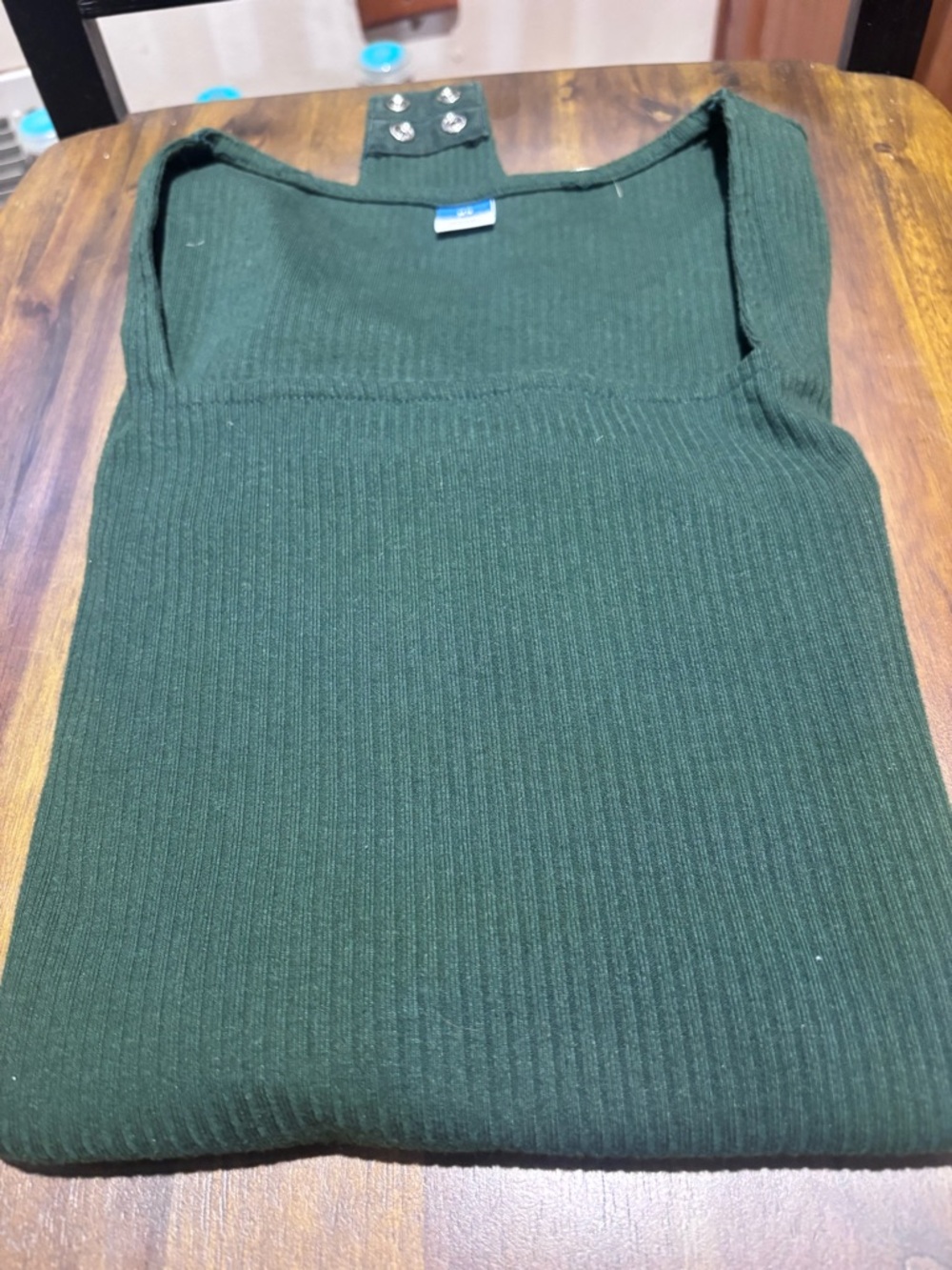 Old Navy Dark Green Ribbed Snap-Shoulder XS